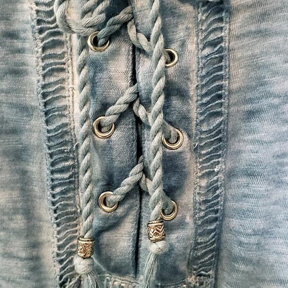 Style&co. Mock Denim Drawstring Shirt - Picture 2 of 9